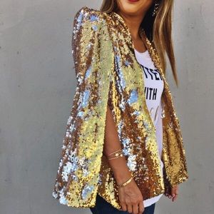Tiff & Jen Sequin Cape Blazer
